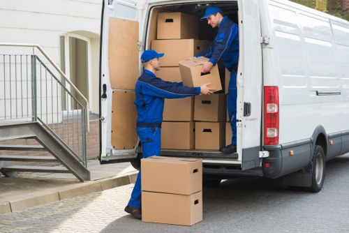Man with van booking and loading service illustration