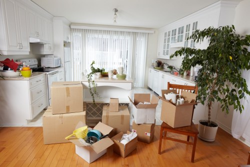 Packed business items prepared for commercial removals in Woolwich