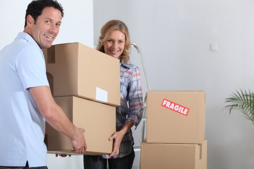 Packed boxes and furniture ready for local removals